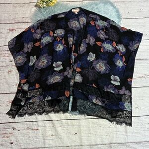 Jessica Simpson Nursing Floral Kimono with Lace Trim Sz OS